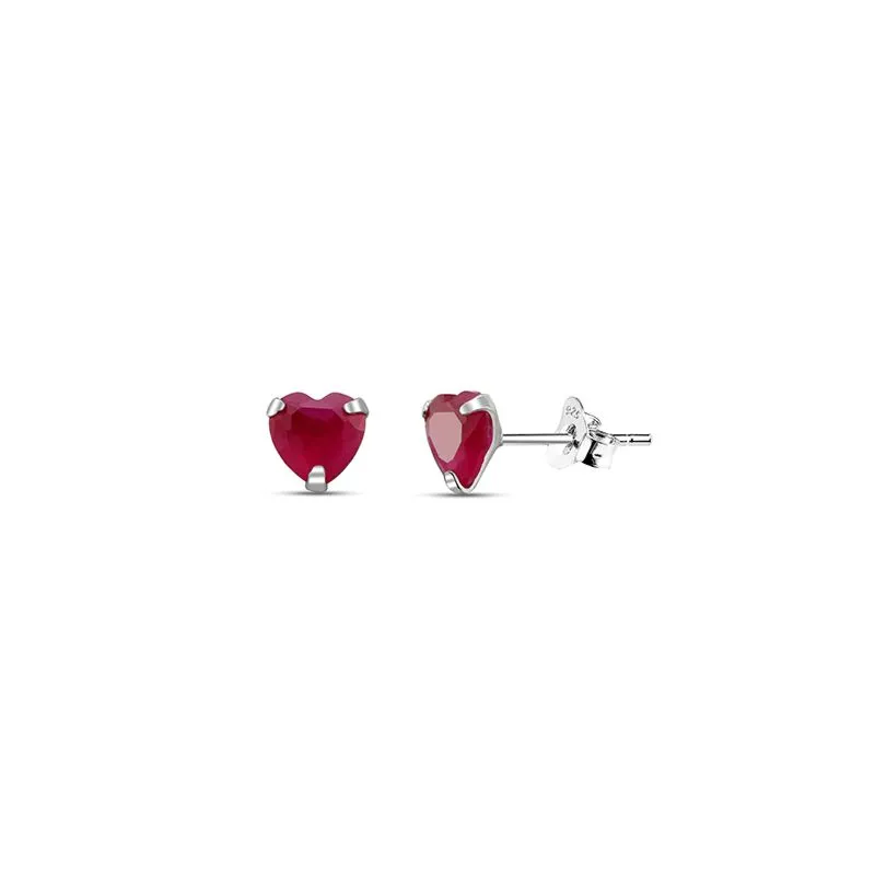 ☆HEI☆ sv925 special heart stone earring HE24FAESW589XXFR 925 Sterling Silver Diamond Heart Earrings, 0.15 TCW