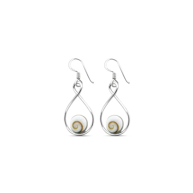 Sterling Silver Shell Infinity Earrings