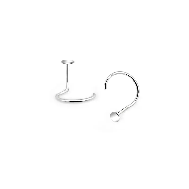 Flat silver nose stud online
