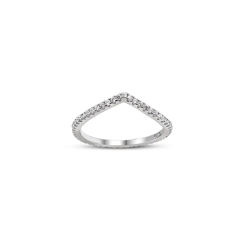 Wholesale 925 Silver V Cubic Zirconia Ring Safasilver