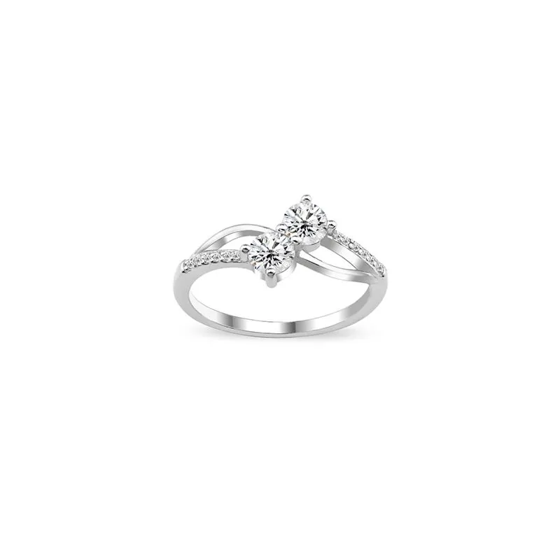 Wholesale 925 Silver Double Round Clear CZ Ring Safasilver